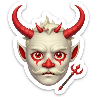 human colored demon with mustache and Trident sticker