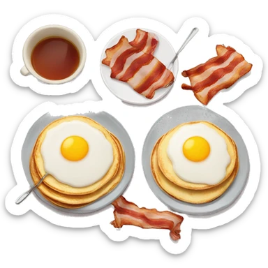 Hot breakfast with bacon and pancakes  sticker