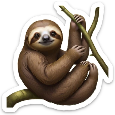 Cinematic Noble Sloth Portrait Emoji, Poised and serene, with a leisurely, gentle build and calm, wise eyes adorned with soft, textured fur, Simplified yet sharp and sophisticated features, highly detailed, glowing with a soft, tranquil glow, high shine, intelligent and unhurried, stylized with an air of relaxed authority, focused and composed, soft glowing outline, capturing the essence of a watchful and confident guardian that appears ready to slowly emerge from the screen with effortless grace! sticker