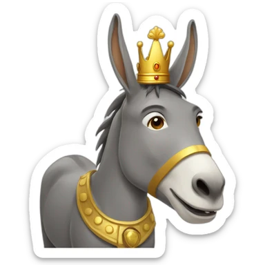 Donkey with a golden crown on its head sticker