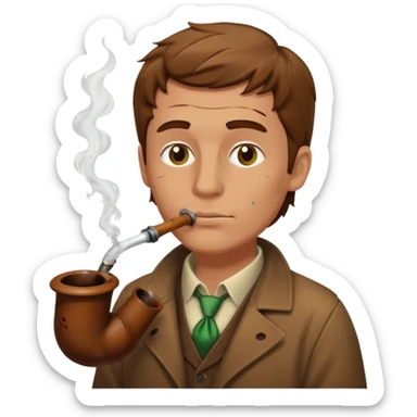 White guy smoking a pipe fashioned from a sewer drain with brown liquid overflowing sticker