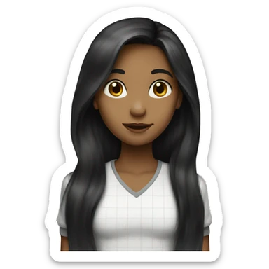 black long hair a girl loving math sticker