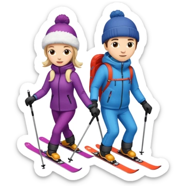 a couple skiing  sticker