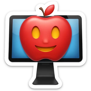 computer screen displaying .com emoji style Apple sticker