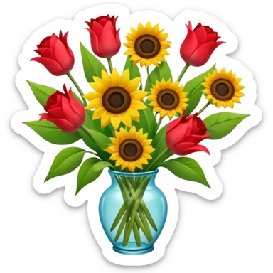 A mix bouquet of roses, Sunflowers and Tulips sticker