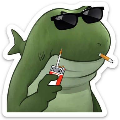 Shark with a cigarette sticker