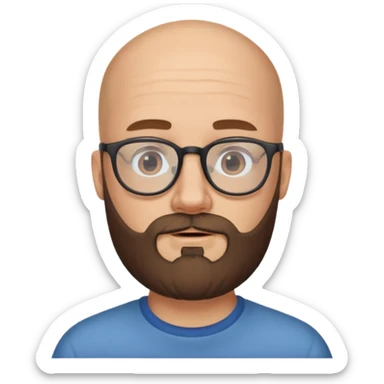 bald guy with glasses with boroda sticker