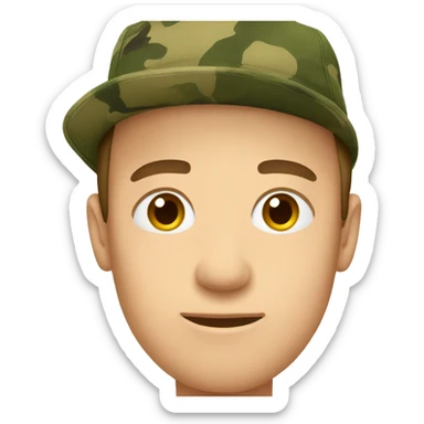 Cameron wearing a camo hat sticker