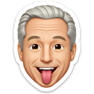Jeffrey Epstein with tongue out, Twemoji style sticker