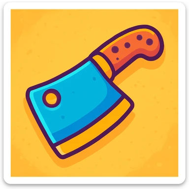 cartoon style butcher knife, bright colors, exaggerated features, playful and fun sticker