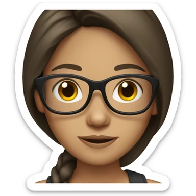 Brunette girl with long hair and glasses sticker