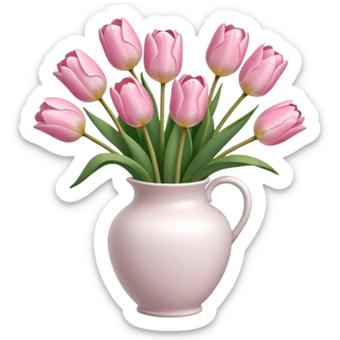 Light pink tulips in white vase sticker