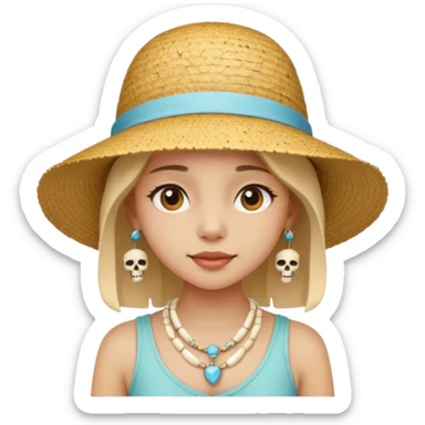 Hatted ancient girl wearing Bone Necklaces sticker