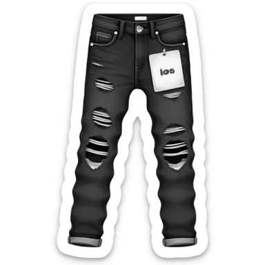 Black ripped jeans with white tag in back sticker