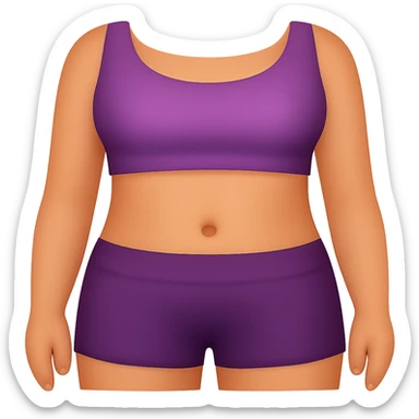 Edit the image to depict a woman's stomach wearing a sports bra and shorts in emoji style. Remove the background. The style should resemble emoji style with simple and concise features. sticker