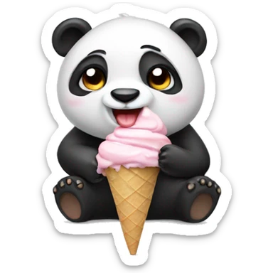 Panda eating ice cream sticker
