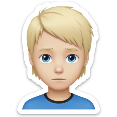 boy with blonde hair emo and brown shirt, blue eyes sticker