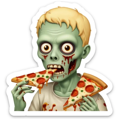 zombie eating pizza slice sticker
