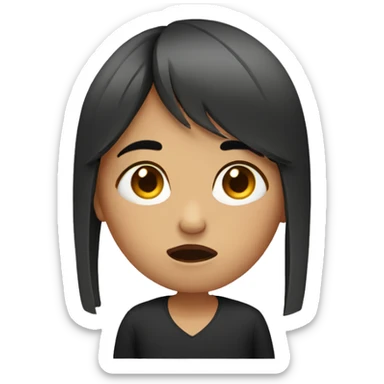 girl with brow hair and bangs crying sticker