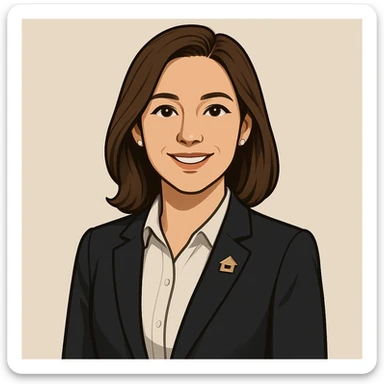 AI avatar for real estate, professional, friendly, modern, business attire, neutral background, digital illustration sticker