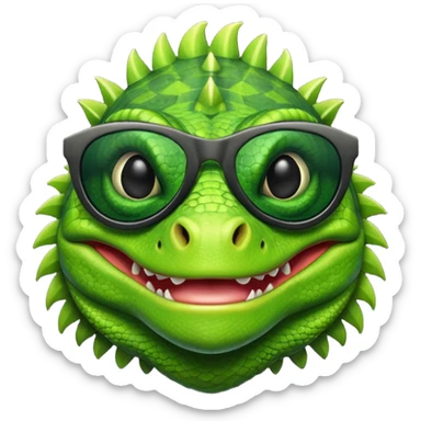 capitalist iguana head with black sunglasses smiling sarcastically sticker