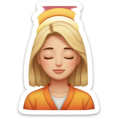 closed eyes relieved facial expression and a sunset behind the person sticker