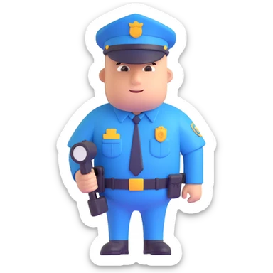 policeman, cheerful, round features sticker