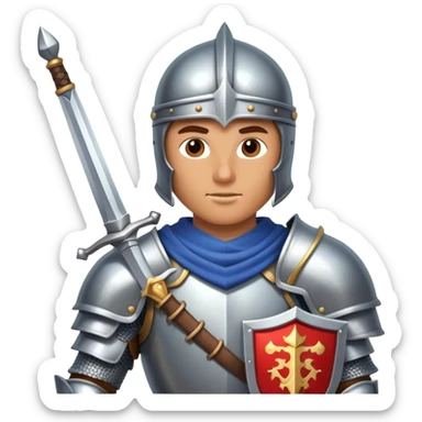 brave knight with shining armor and sword sticker