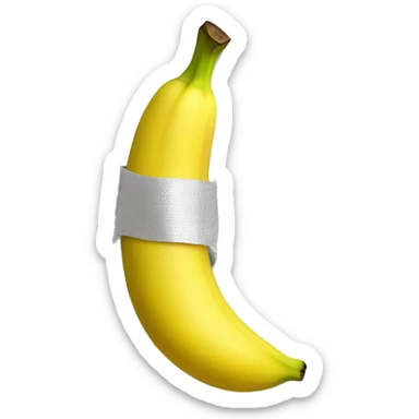 A banana that is duct taped to a wall sticker