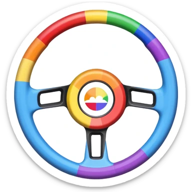 steering wheel with trans pride flag colors sticker
