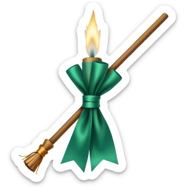 Incense aesthetically tied with silk emerald ribbon sticker