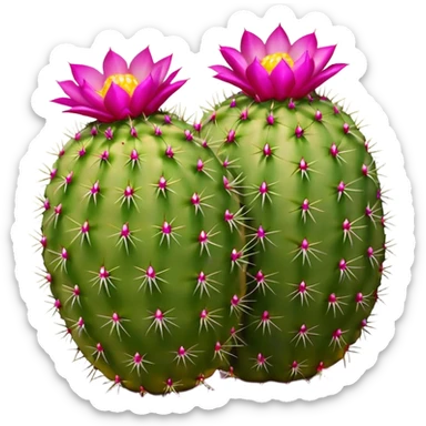 oval cactus fruit with bumpy spiny skin, shown whole and halved with bright magenta or yellow flesh, soft lighting, subtle shadows, emoji scale sticker