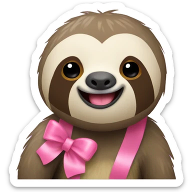 Sloth with pink bow sticker