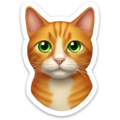 Orange cat with multicolored eyes. One eye is green and the other eye is brown. sticker