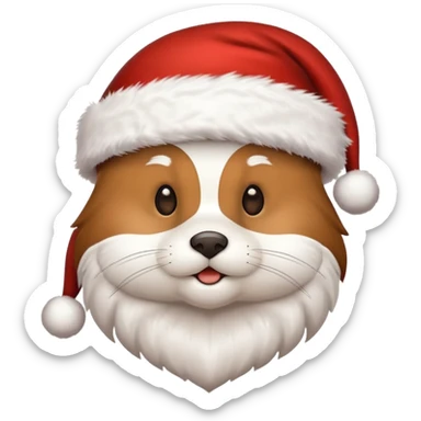 cute animal wearing a santa claus hat sticker