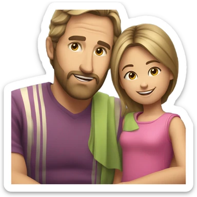 man and young daughter - caucasian race sticker