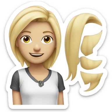 blonde girl smiling softly wearing a jack and jones shirt sticker