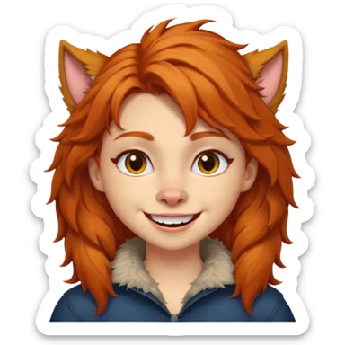 Werewolf ginger hair girl with a smile sticker