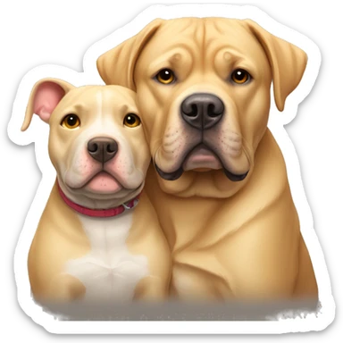 American bully and Golden Labrador hug  sticker