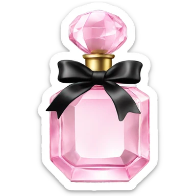 light pink crystal perfume bottle with black ribbon display sticker