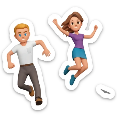 Man and woman jumping off building sticker
