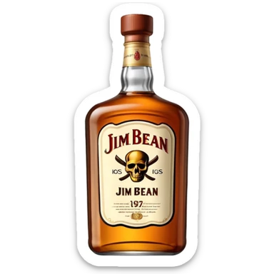 single whiskey bottle, Jim Beam bottle shape, plain glass sticker