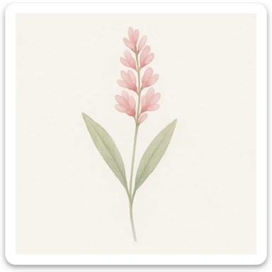 Make the lavender sprig more detailed, with delicate petals and realistic leaves, while keeping the soft background and gentle, minimal look in a watercolor art style. sticker