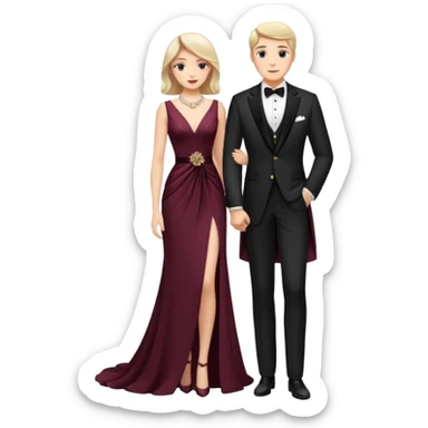 full-length romantic couple in evening outfits sticker
