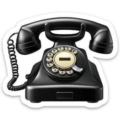 black telephone, classic rotary dial phone sticker