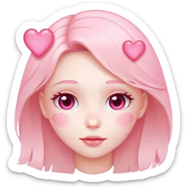 Blushing with pink hearts sticker