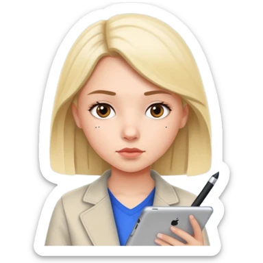 girl suing ipad with pen sticker