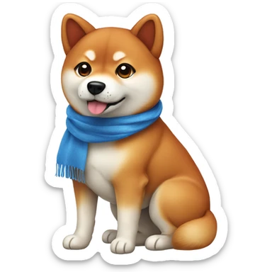 Cute red Shiba Inu dog with blue scarf sticker
