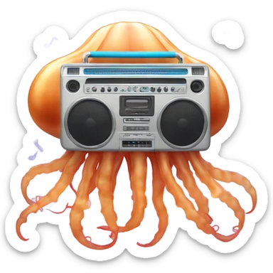 jellyfish with a boombox sticker