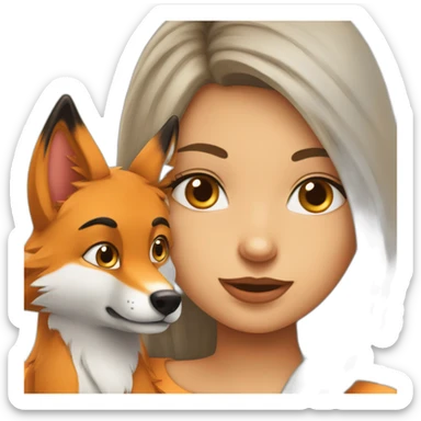 Loup avec un renard qui on u un bébé loup et renard sticker